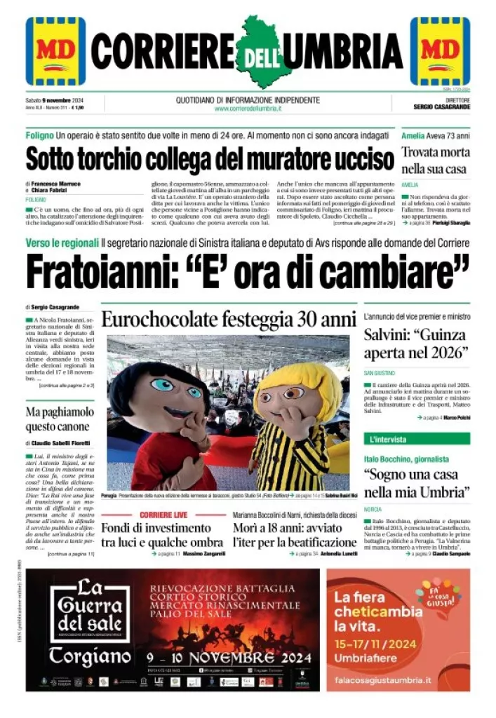 Prima-pagina-corriere umbria-del-2024-11-09